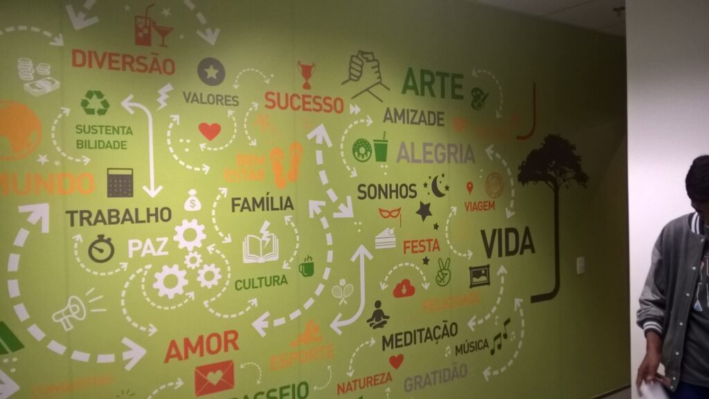 Decoração de parede com adesivo.